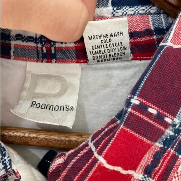 Romans Vintage American Flag Patriotic Quilt Patchwork Shacket Size Large - Picture 5 of 13